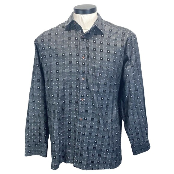 Bugatchi Uomo Men's Dress Shirt 16-34 (Tagged 16.5) Gray Long Sleeve Button Up - Picture 1 of 9